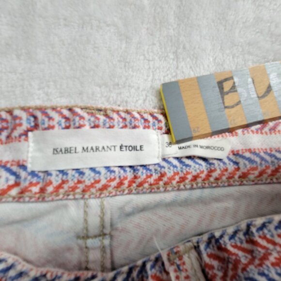 Isabel Marant Étoile Womens Chevron Striped Cropped Pants Sz 36 Red/Blue Stretch - Picture 4 of 11
